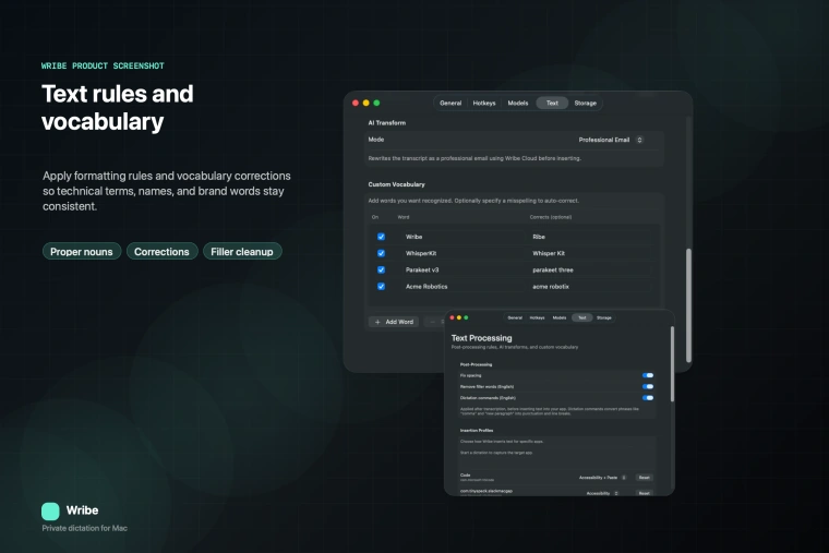 Text processing rules illustration